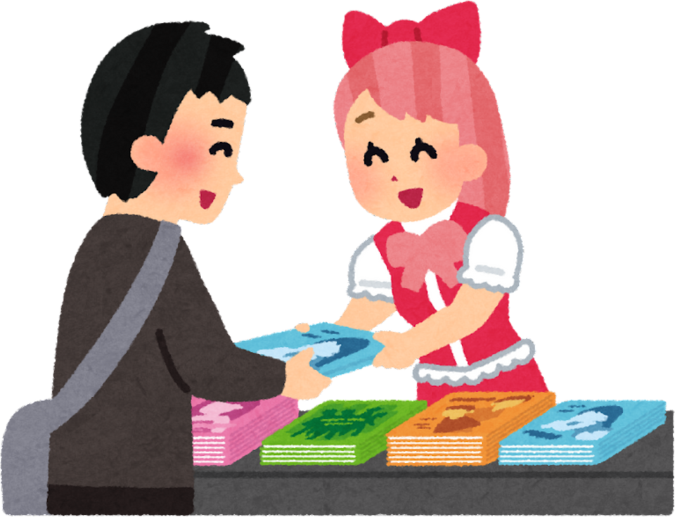 Illustration of a Cosplayer Selling Manga at a Comic Market